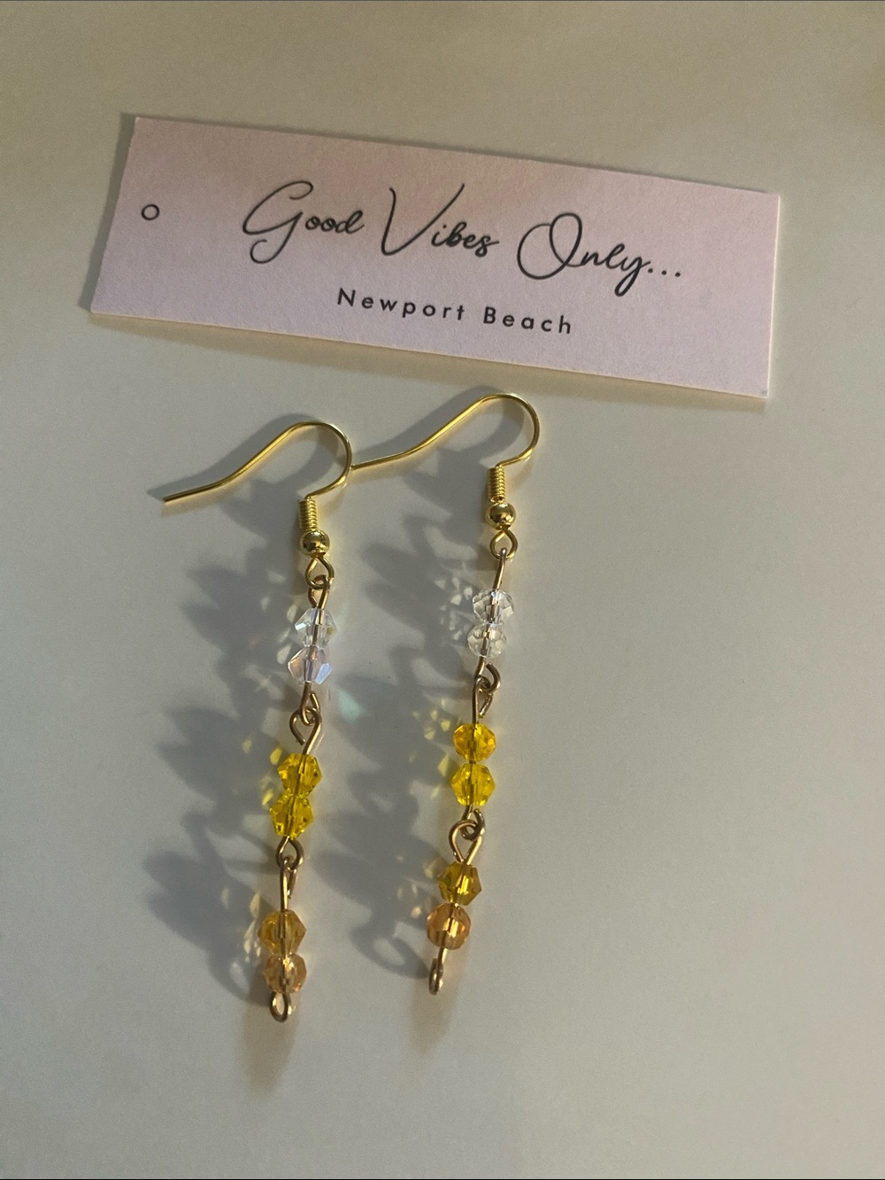 Good Vibes Only Newport Beach Yellow Crystal Dangle Earrings